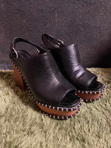 moussy 마우지 통굽 샌들 블랙 브라운 M 사이즈