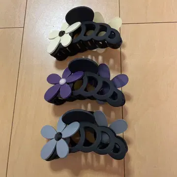 꽃 모티브 헤어 클립 3개 세트