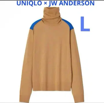 JW 앤더슨 터틀넥 긴팔 니트 바이컬러 베이지 블루