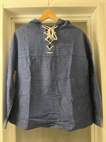 LOURMARIN 데님 블루 프론트 레이스업 후드티