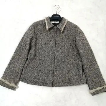 새상품급 23구 믹스 트위드 코트 넉넉한 44 빅 사이즈 프린지