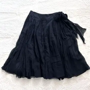 FOXEY 실크 플리츠 가공 플레어 스커트 페어리 그런지 y2k