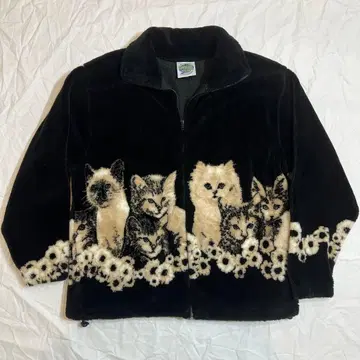90s USA제 빈티지 애니멀 무늬 보아 자켓 캣 플리스