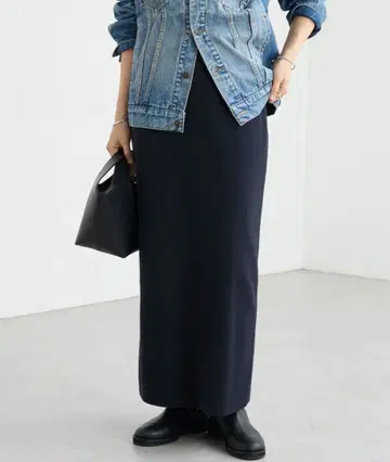 [ 셋업 가능 ] 코튼 스트레치 니트 스커트 네이비 38