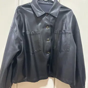 블랙 가죽 자켓 숏 기장