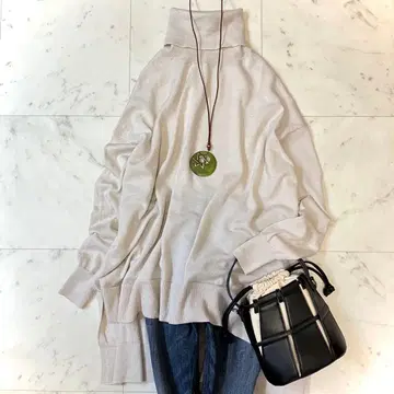 새상품급 프레임워크 하이 게이지 터틀 니트 천축 편직 베이지