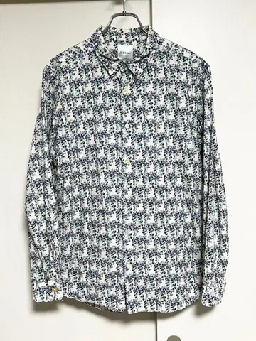 새상품급 일본제 Paul Smith L 코튼 꽃무늬 셔츠 드레스 베이지