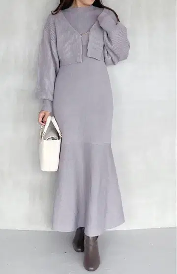 MERCURYDUO 체인 가디건 세트 니트 원피스