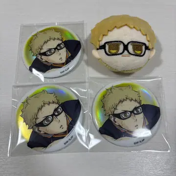 하이큐!! 츠키시마 케이 DAISO 다이소 캔뱃지 페이스 봉제 인형