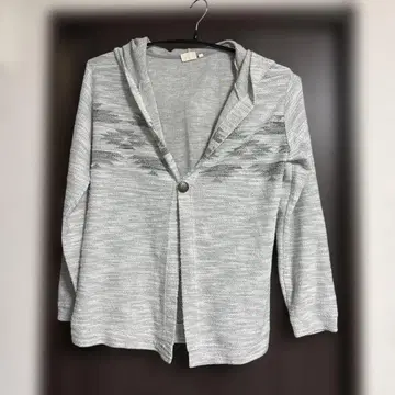 그레이 후드 부착 니트 가디건 LL