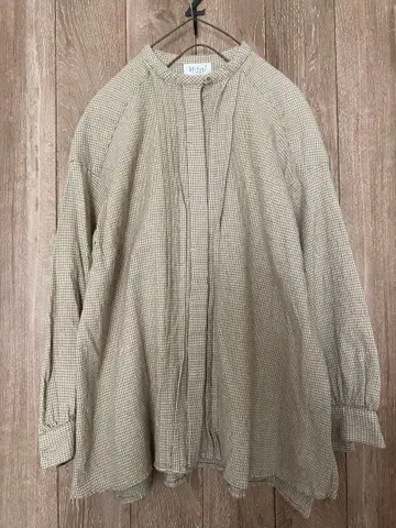 USED yuni 울 혼방 하운드투스 패턴 블라우스