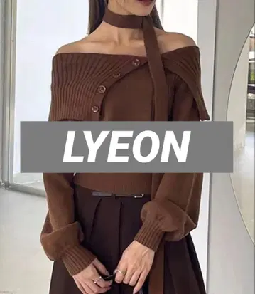 롱 타이 포함 오프숄더 니트/보타이 포함 빅 칼라 니트탑