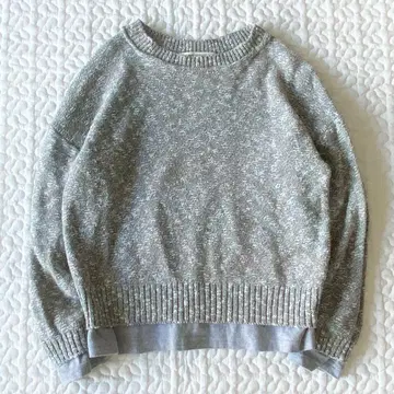 네이비 코튼 니트 풀오버 레이어드 스타일