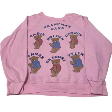 빈티지 맨투맨 핑크 그랜마즈갱 곰 무늬