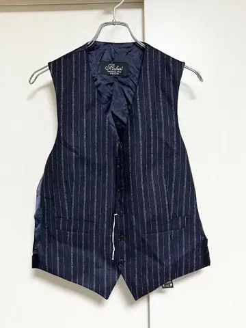 새상품급 이탈리아제 Belvest 48 울 펜슬 스트라이프 베스트 네이비