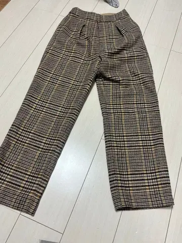 Ungrid 체크 무늬 와이드 팬츠 베이지 계열