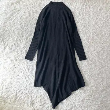 ADORE 아도어 변형 리브 니트 원피스 롱 블랙 울 38