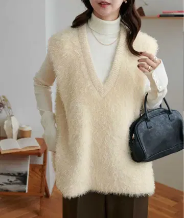 아이보리 페더얀 튜닉 베스트