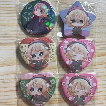 Vtuber 시구레 우이 호로 하트형 캔뱃지 6개 세트