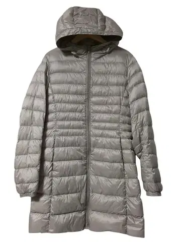 깔끔한 UNIQLO 울트라 라이트 다운 후드 부착 롱 코트 그레이 M