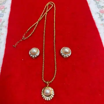 펄과 스톤의 목걸이와 귀찌 세트