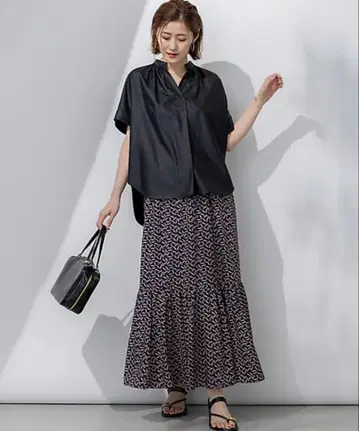 새상품급 [세탁 가능] 에스파드리유 프린트 티어드 스커트