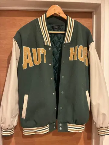 AUTHOR 바시티 자켓 다크 그린