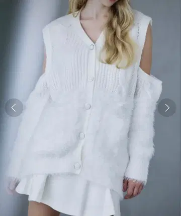 Riu Fur switching knit cardigan