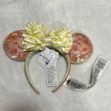 상하이 디즈니 꽃무늬 자수 리본 프릴 머리띠