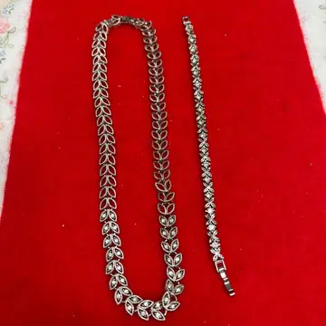 리프 모티브 목걸이와 팔찌 세트