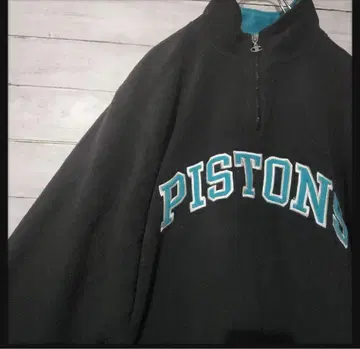 [레어] 챔피온 NBA 피스톤즈 하프 지퍼 플리스 자수 로고