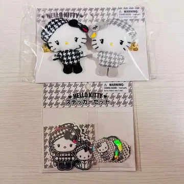 [ 완판템 ] 산리오 흑백 걸리시 쌍둥이 코디 헤어 클립 스티커 세트