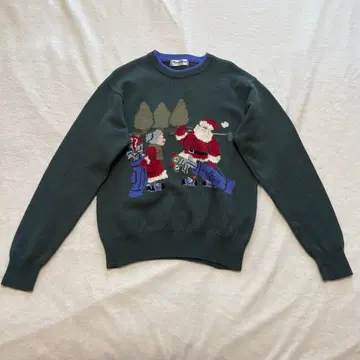 구제 의류 산타 울 100 니트 L 스웨터 크리스마스 골프 레트로