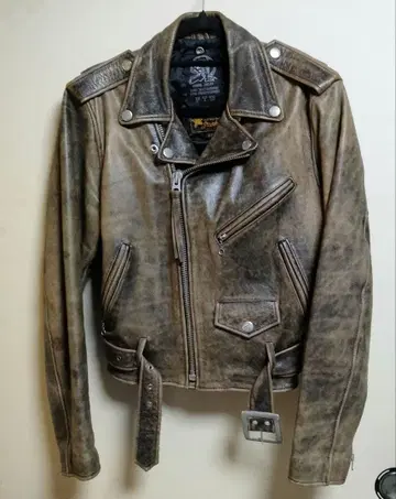 천연 가죽 라이더 자켓