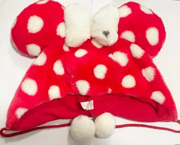 미니 마우스 귀 달린 빨흰 도트 모자