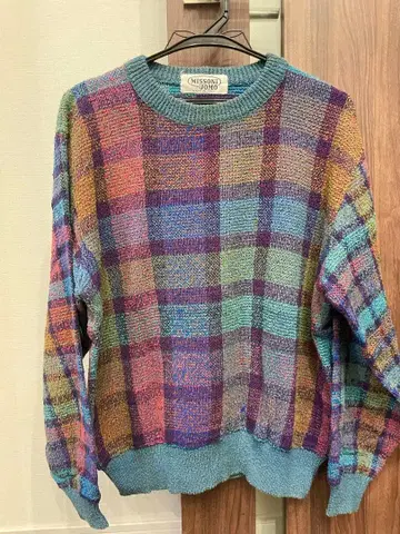 빈티지 MISSONI 멀티 컬러 체크 니트 스웨터