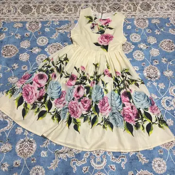 장미 무늬 슬리브리스 원피스