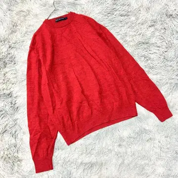 메리노울 니트 (L) 크루넥 스웨터 골프 오피스 남녀 공용 빨간색
