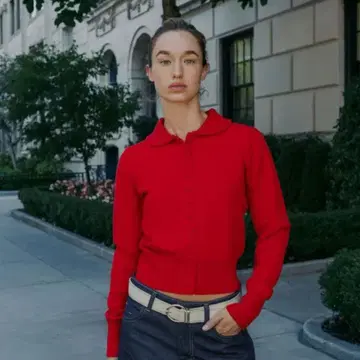 ZARA 자라 버튼 니트 스웨터 빨간색 S