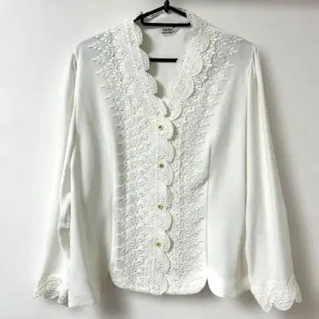 빈티지 레이스 장식 쉬폰 티셔츠 블라우스 포멀 일본제