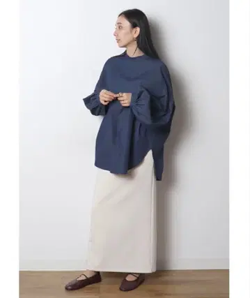 완판 meri 미 스탠드 카라 벌룬 셔츠 데님