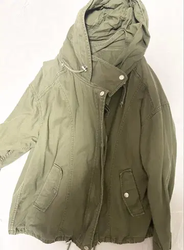 올리브 그린 후드 부착 자켓 M 여성용