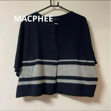 MACPHEE 판초 스타일 울 100% 가디건 숏코트