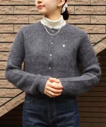 Gymphlex 샤기 모헤어 가디건 (차콜 그레이) 정가 2만 엔 미만