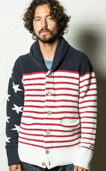 CAMBIO/SHAGGY BOA STAR&STRIPE 가디건