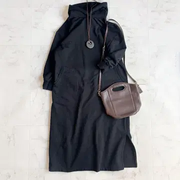 다마 컬렉션 속기모 후데트 원피스 후드티 원피스 블랙