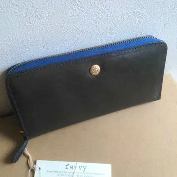 favvy ITALIAN LEATHER 장지갑 네이비 블루블루