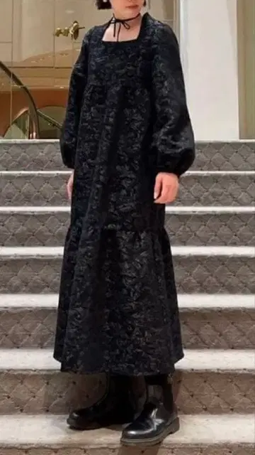 [ 미사용 새상품 ] RBS RayBEAMS 자카드 스퀘어넥 원피스