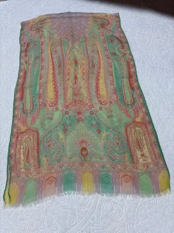 에트로 페이즐리 무늬 스톨 그린과 오렌지