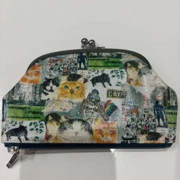 가마구치 지갑 고양이 무늬 맨해트너즈